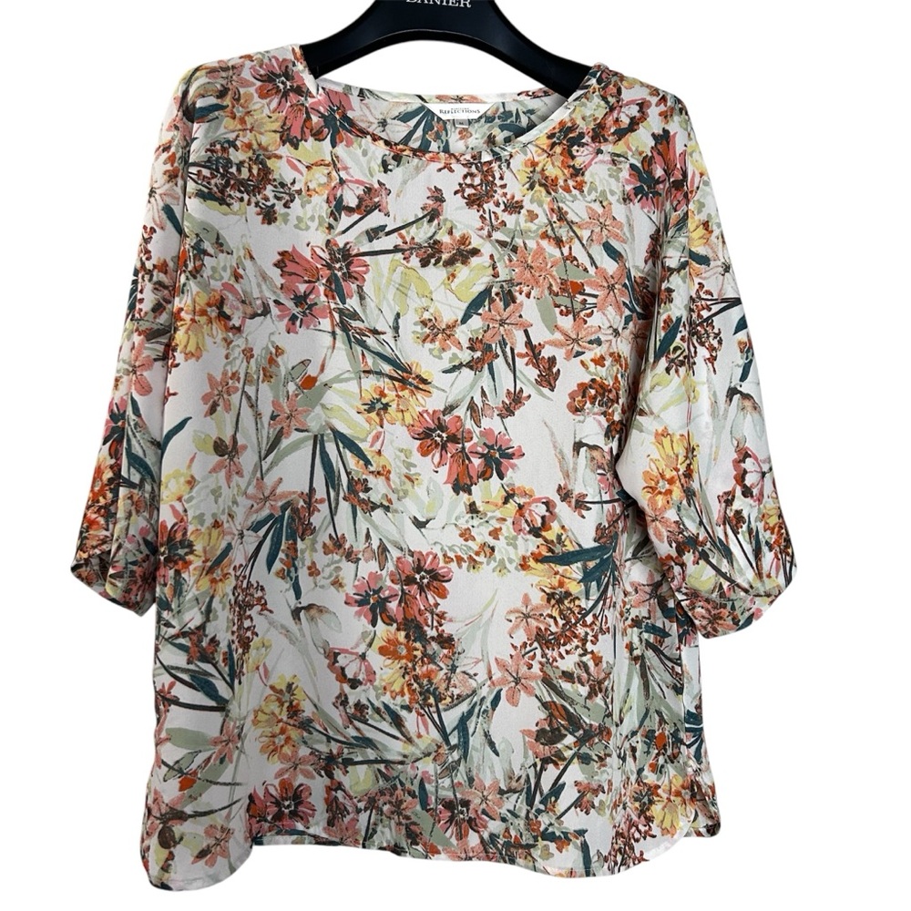 Northern‎ Reflections women’s floral blouse top size medium 3/4 sleeve
